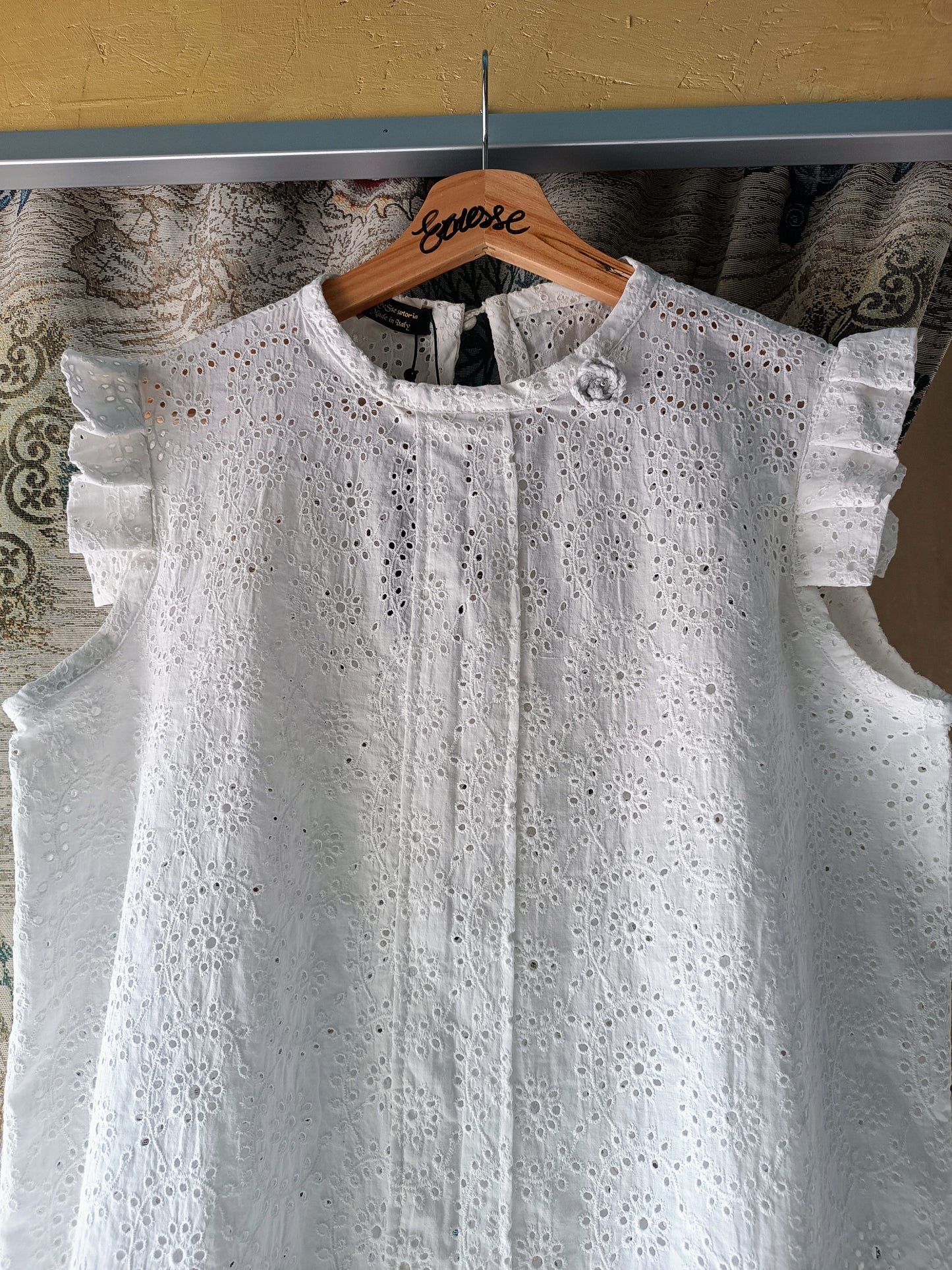 Blusa Goccia in sangallo bianco