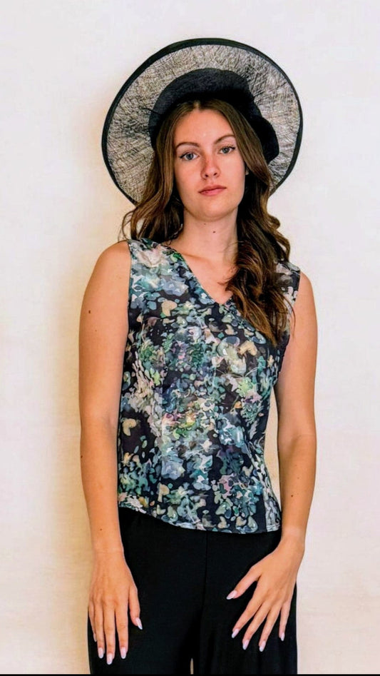 Blusa Anita in cotone e seta fantasia fiori di Monet